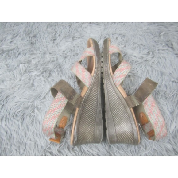 KEEN Shoes Womens Size 8.5 Brown Multicolor Strappy Wedge Sandals Buckle Comfort - Picture 7 of 9